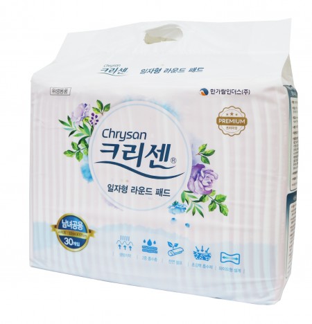 ★할인★ 성인용 기저귀 / 크리센 라운드 프리미엄 일자형 패드 30매*8팩 / BOX
